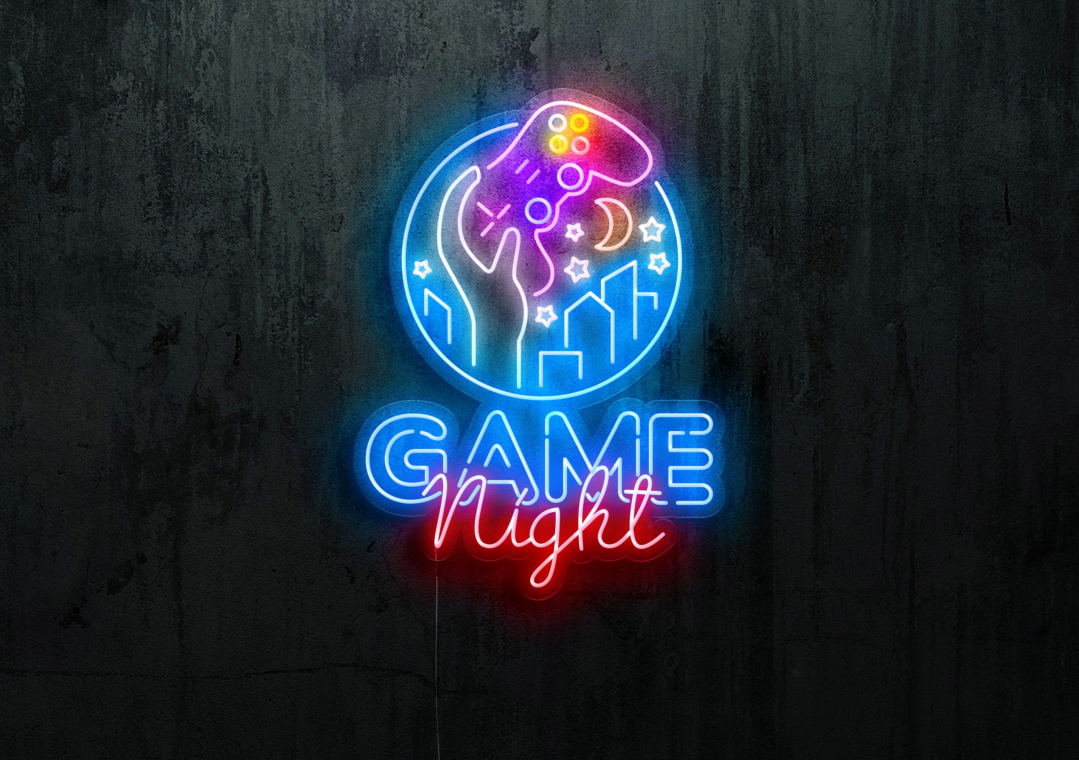 neon led game night, lightsandwires