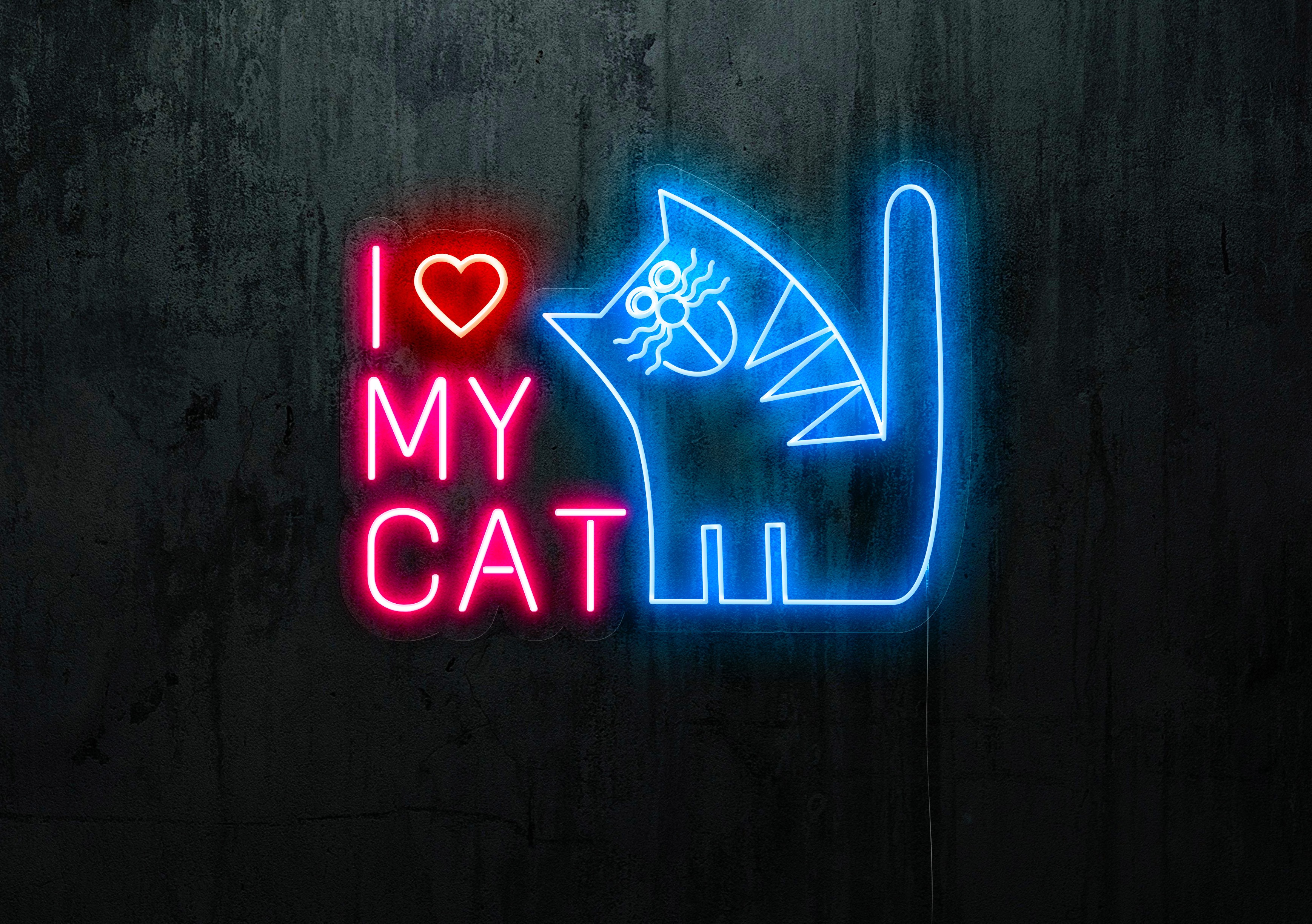 neon led i love my cat, lightsandwires