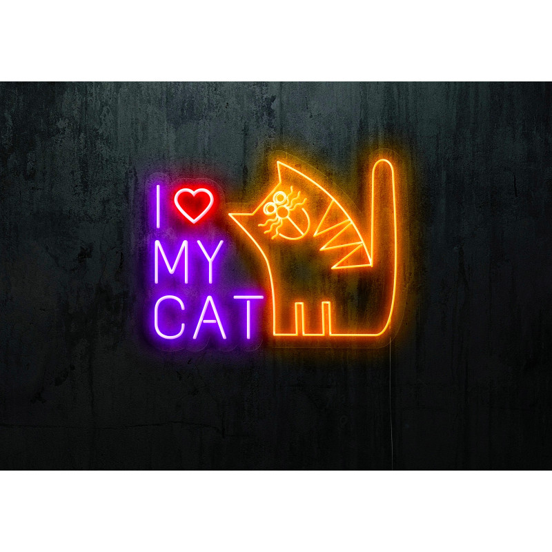neon led i love my cat, lightsandwires