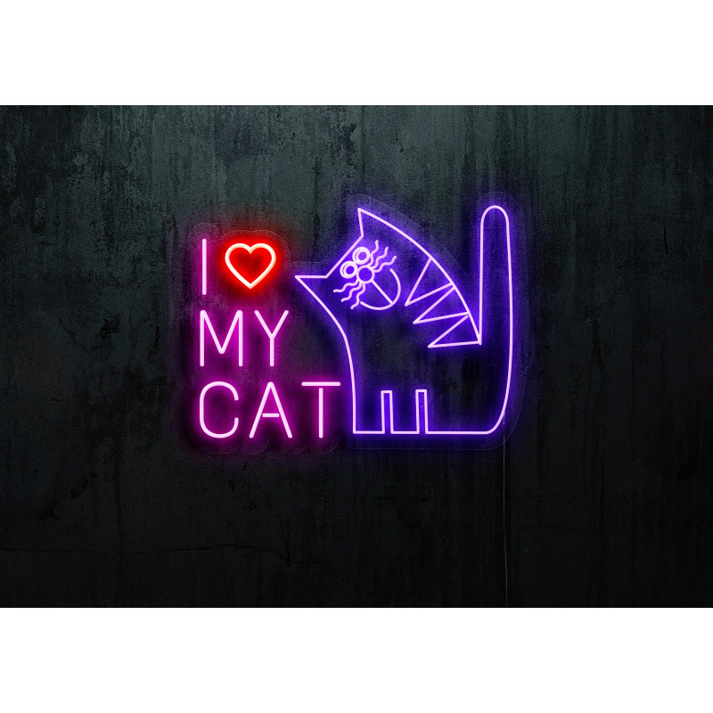 neon led i love my cat, lightsandwires