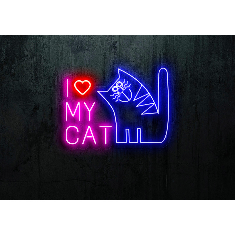 neon led i love my cat, lightsandwires