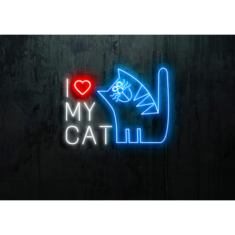 neon led i love my cat, lightsandwires