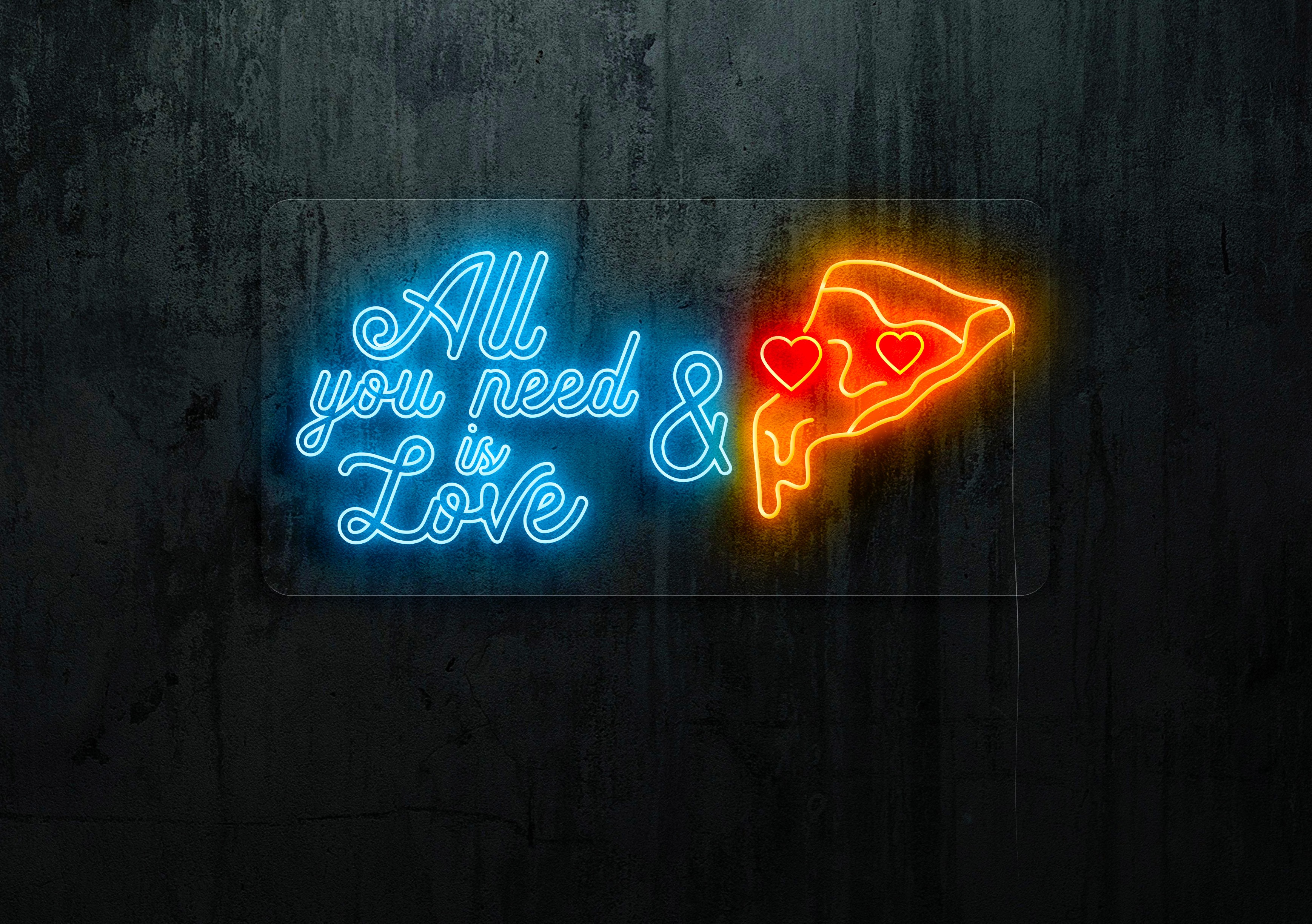 Neón Led "All you need is love & pizza"lightsandwires