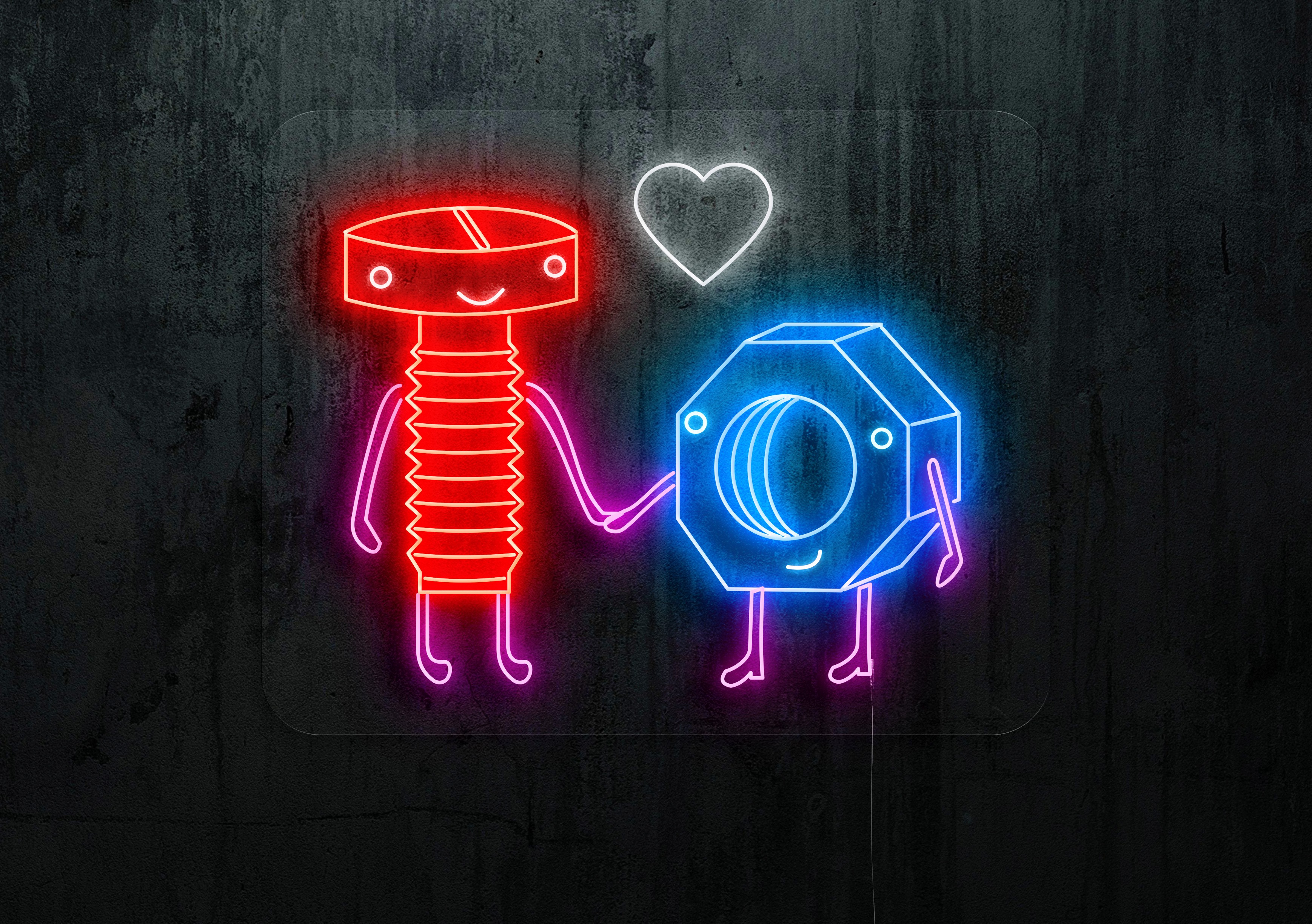 Neón Led "Tuercas con amor"lightsandwires
