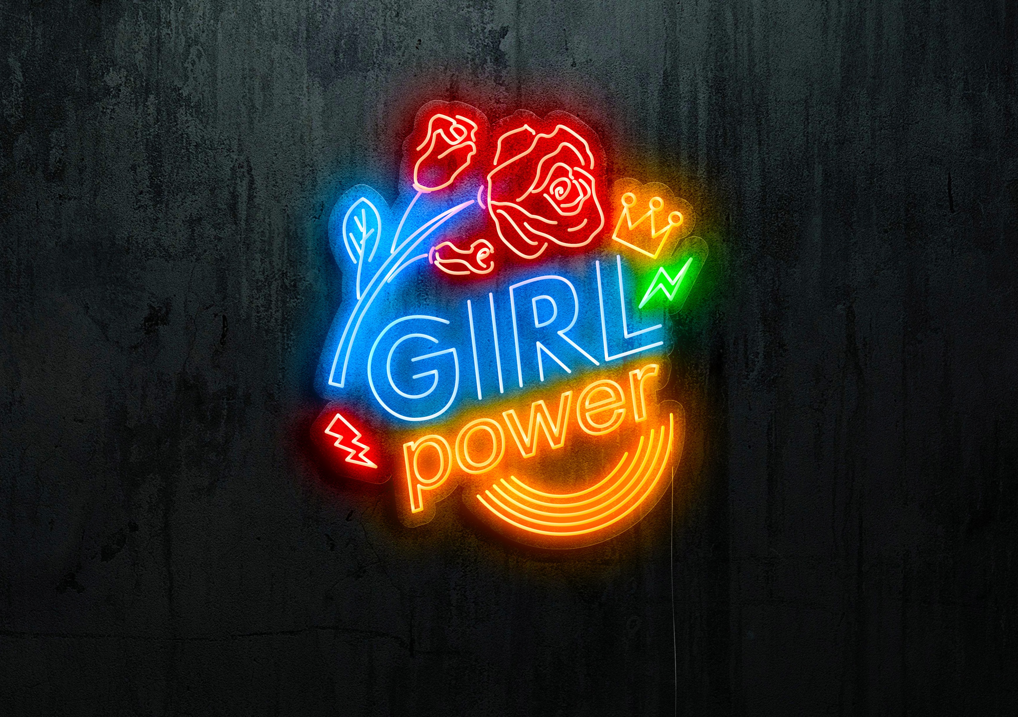 neon led girl power LIGHTSANDWIRES
