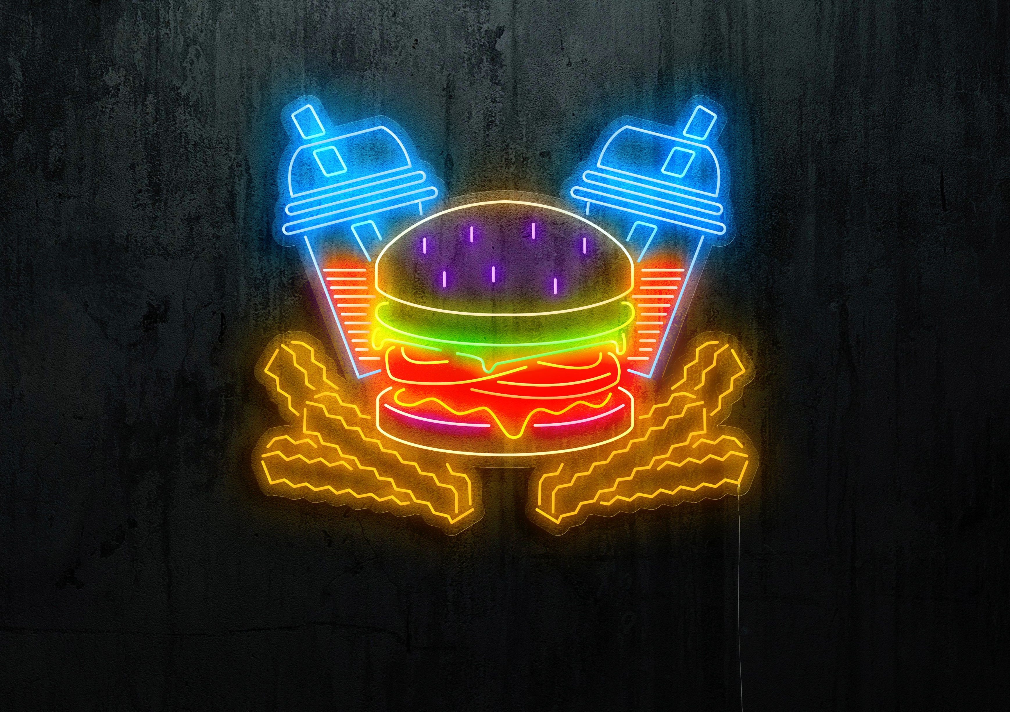 neon led burger lightsandwires