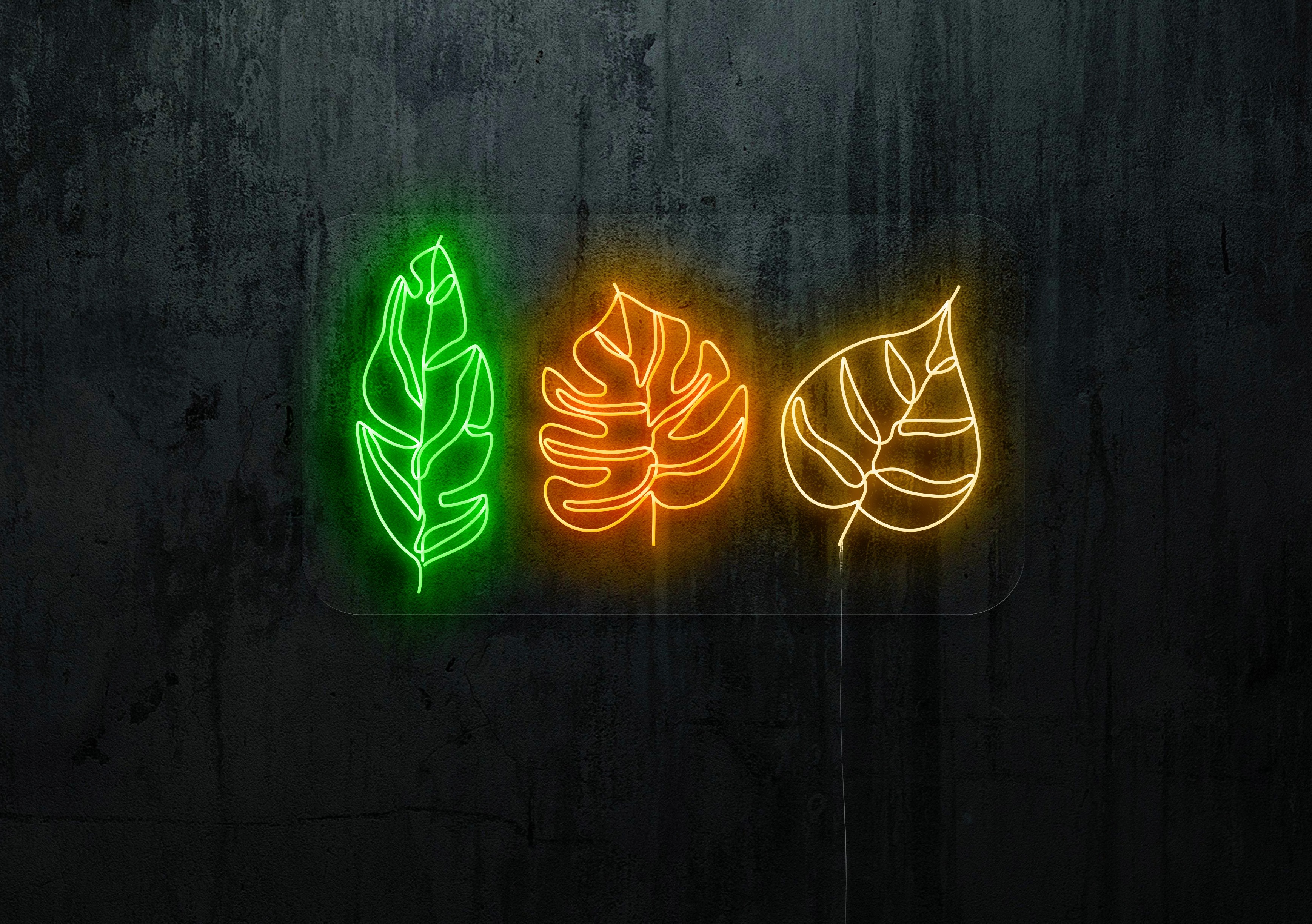 neon led hojas, lightsandwires