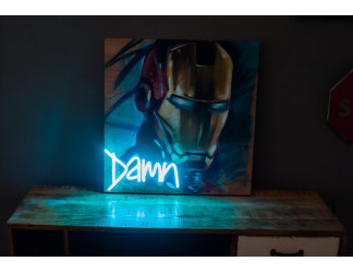cuadro pintado a mano, ironman lightsandwires x customizarte