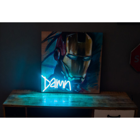 cuadro pintado a mano, ironman lightsandwires x customizarte