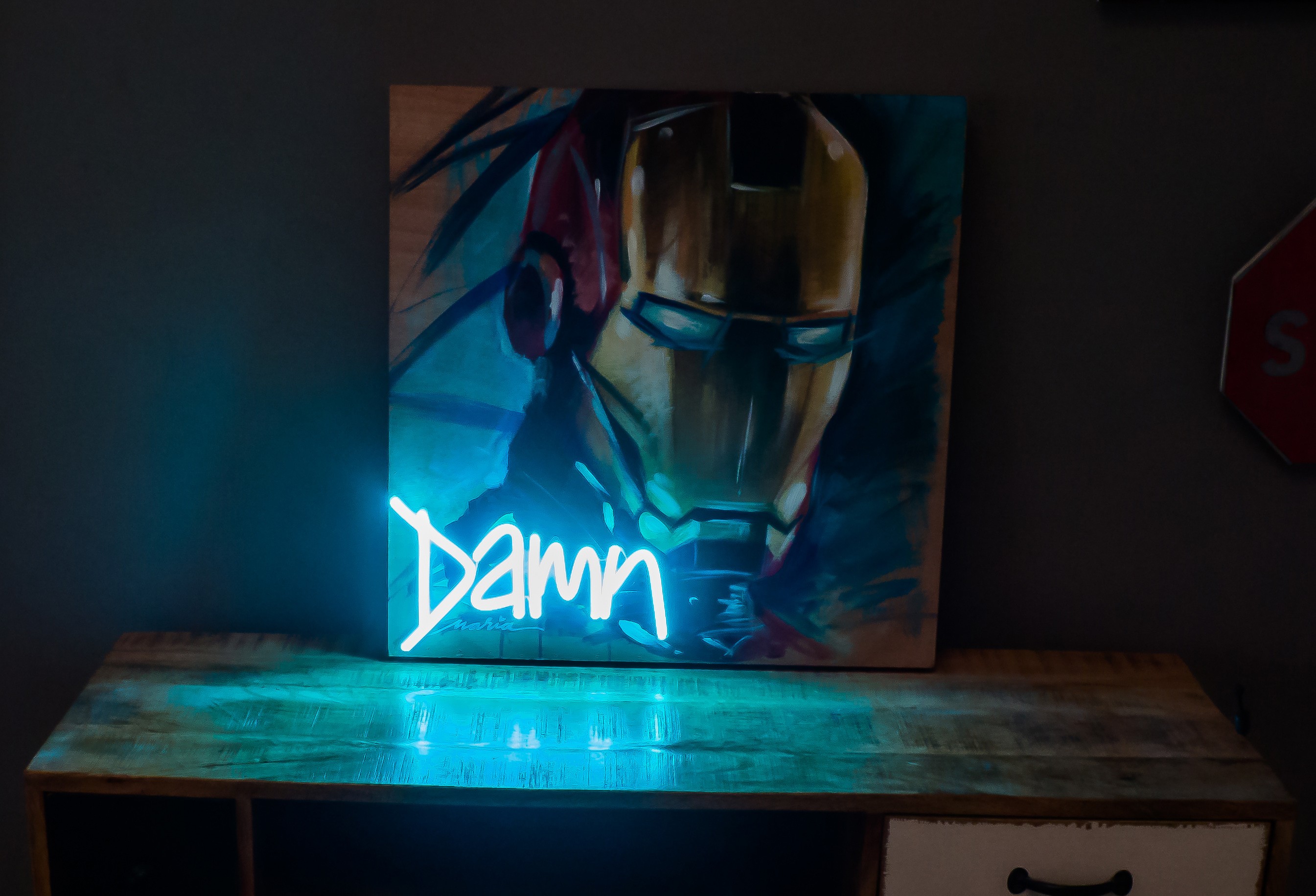 cuadro pintado a mano, ironman lightsandwires x customizarte cuadro pintado a mano, ironman lightsandwires x customizarte
