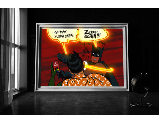 cuadro con vinilo batman, lightsandwires