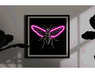 cuadro con vinilo abeja, lightsandwires