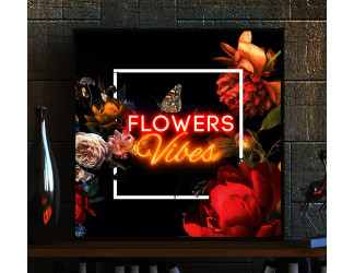 cuadro con vinilo flower vibes, lightsandwires