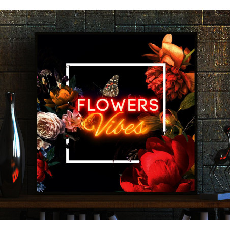 cuadro con vinilo flower vibes, lightsandwires