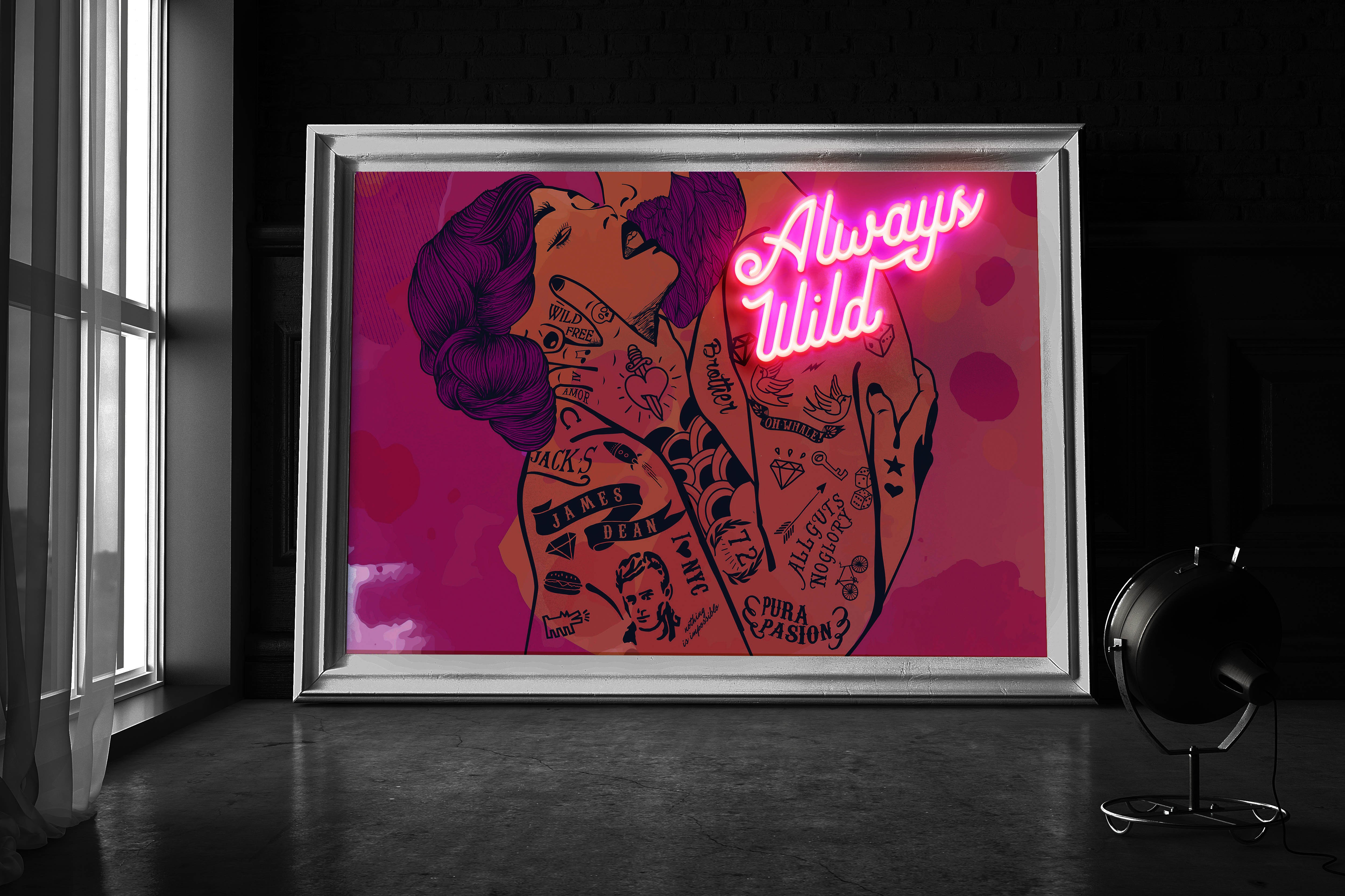 Cuadro decorativo-Neon Art "Siempre Salvajes"