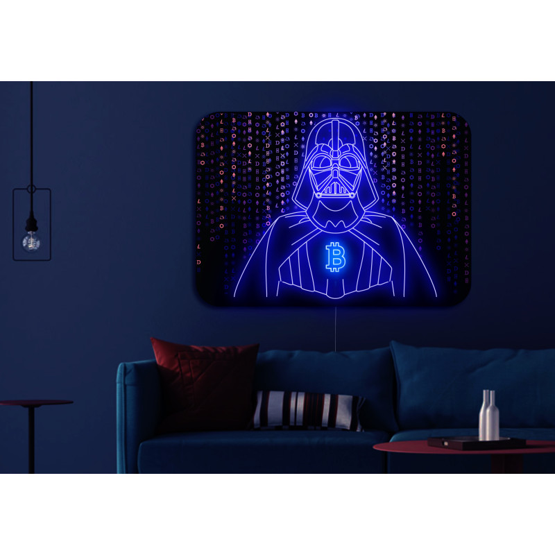 cuadro de vinilo impreso con tira de neon led .