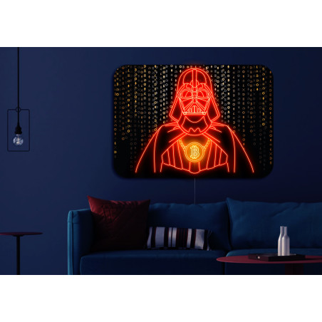 cuadro de vinilo impreso con tira de neon led .