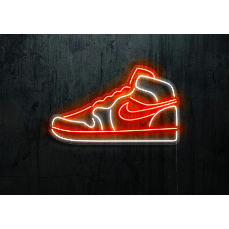 neon led en forma de bota Nike con base metacrilato