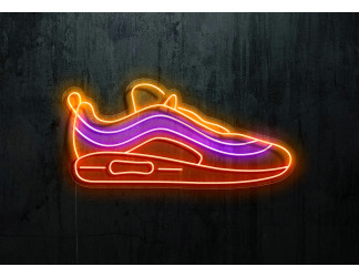 Hermosa zapatilla con tira neon led flex y metacrilato