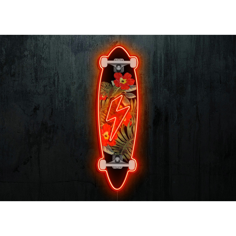 Alucinante Skateboard con decoración floral y iluminación led con rayo