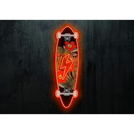 Alucinante Skateboard con decoración floral y iluminación led con rayo