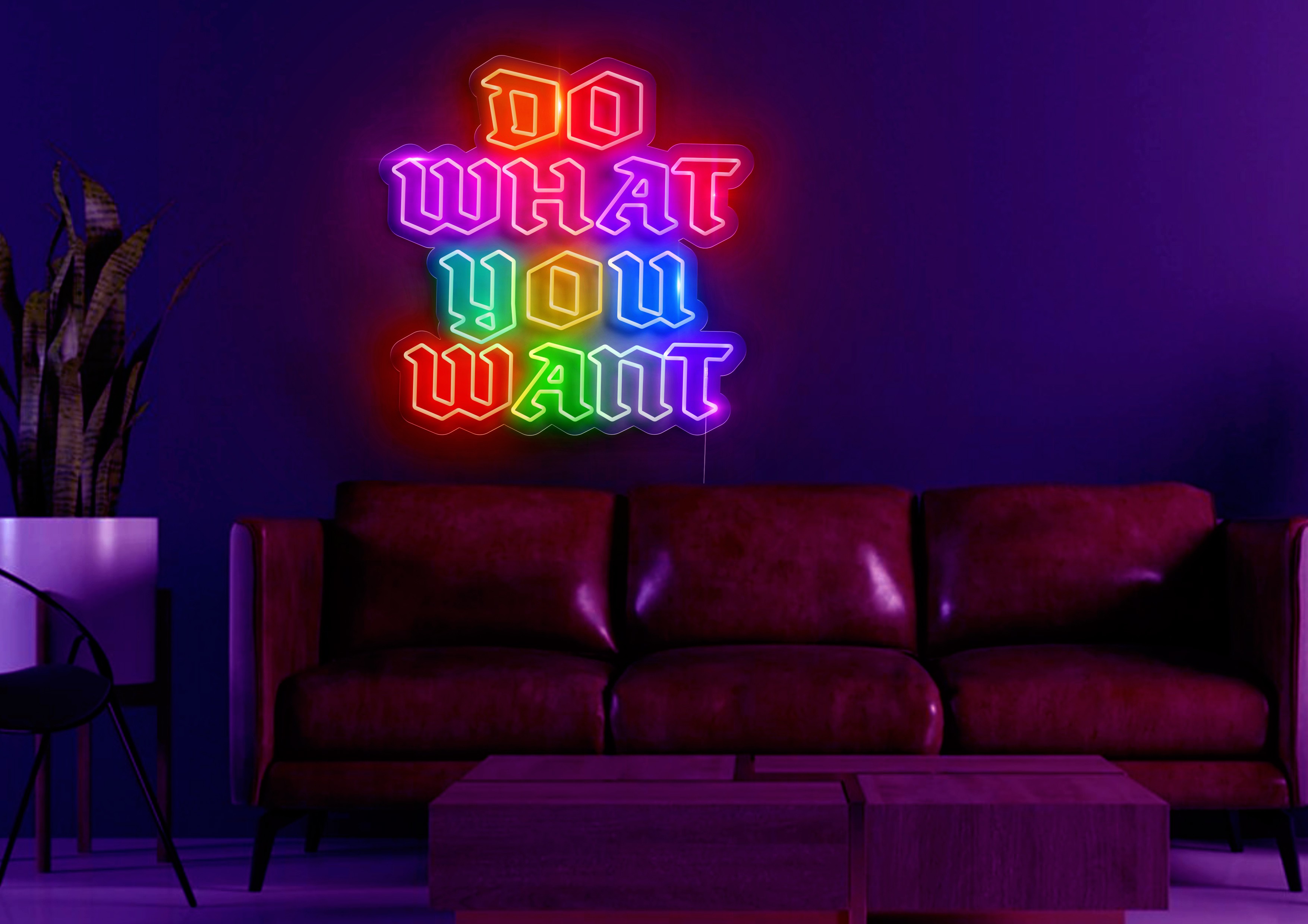 Rotulo neon led con diferentes colores de luz. Rotulo neon led con diferentes colores de luz.