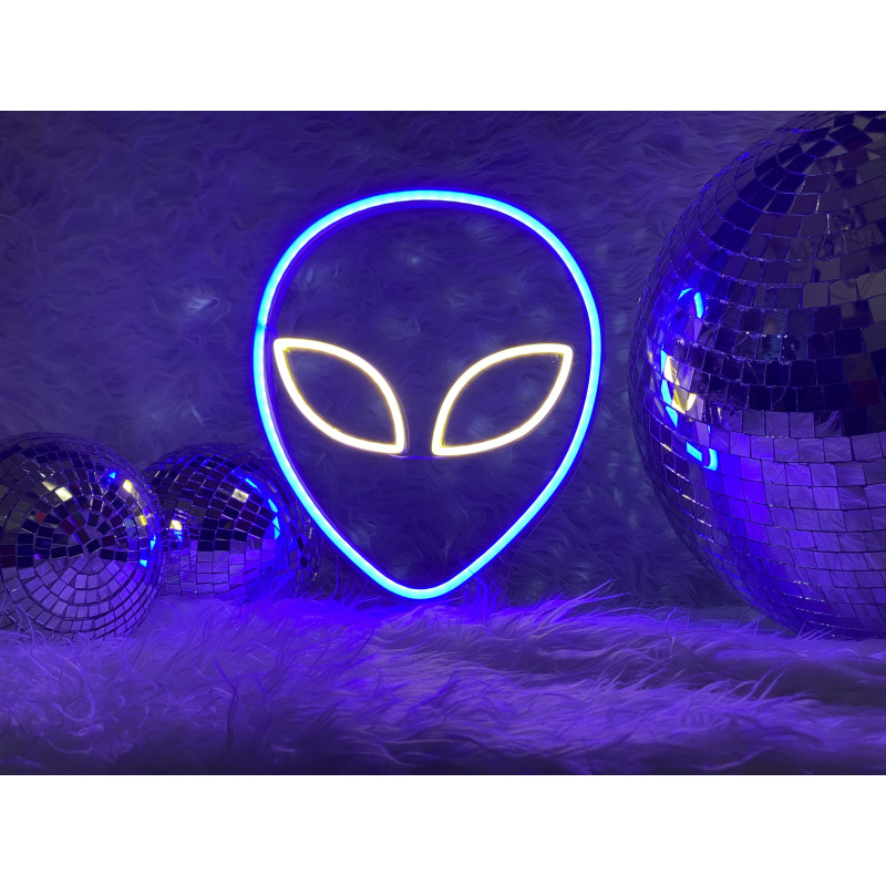 lampara de neon led flex con base de metacrilato