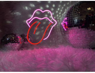 Lampara neon led rolling stone con base