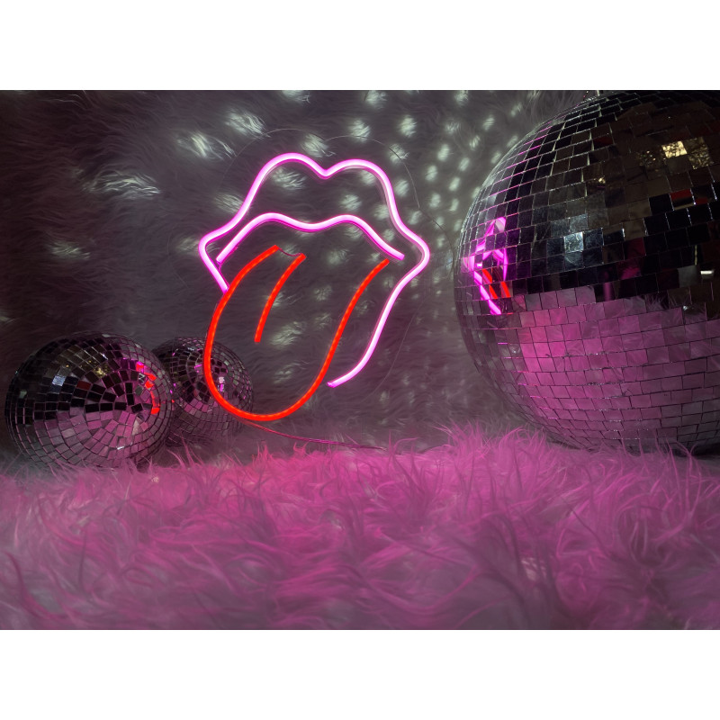 Lampara neon led rolling stone con base