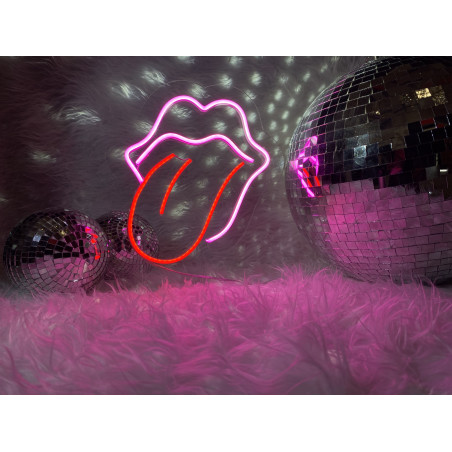 Lampara neon led rolling stone con base