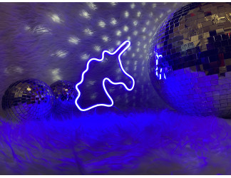 Lampaneón unicornio con base de metacrilato