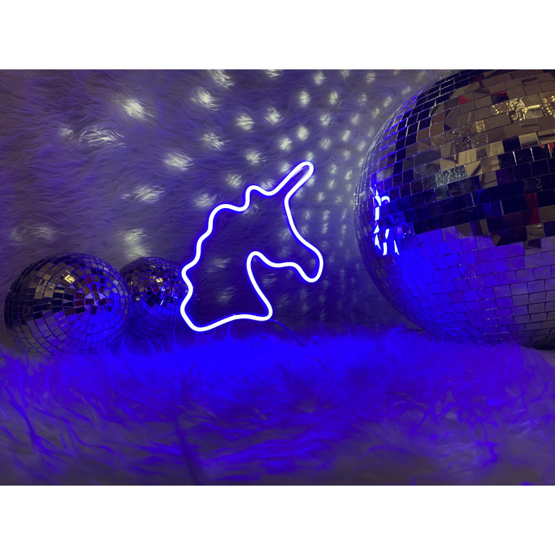 Lampaneón unicornio con base de metacrilato