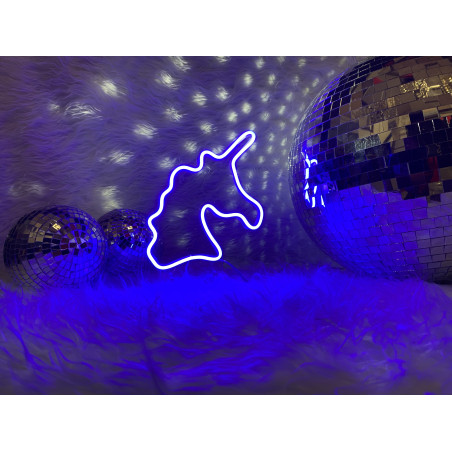 Lampaneón unicornio con base de metacrilato