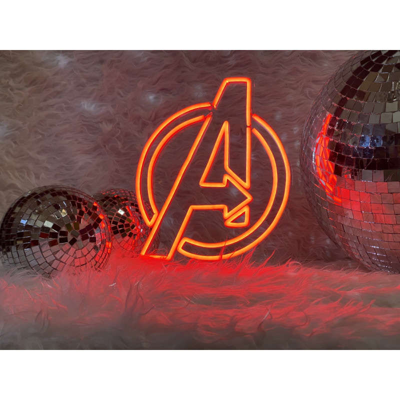 lampara de neon led con base metacrilato