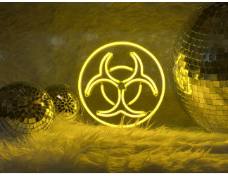LAMPARA DE NEON LED CON BASE METACRILATO CON FORMA TOXIC