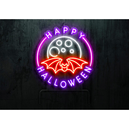 Luz de Noche Espeluznante: Lámpara de Neón Murciélago para Halloween