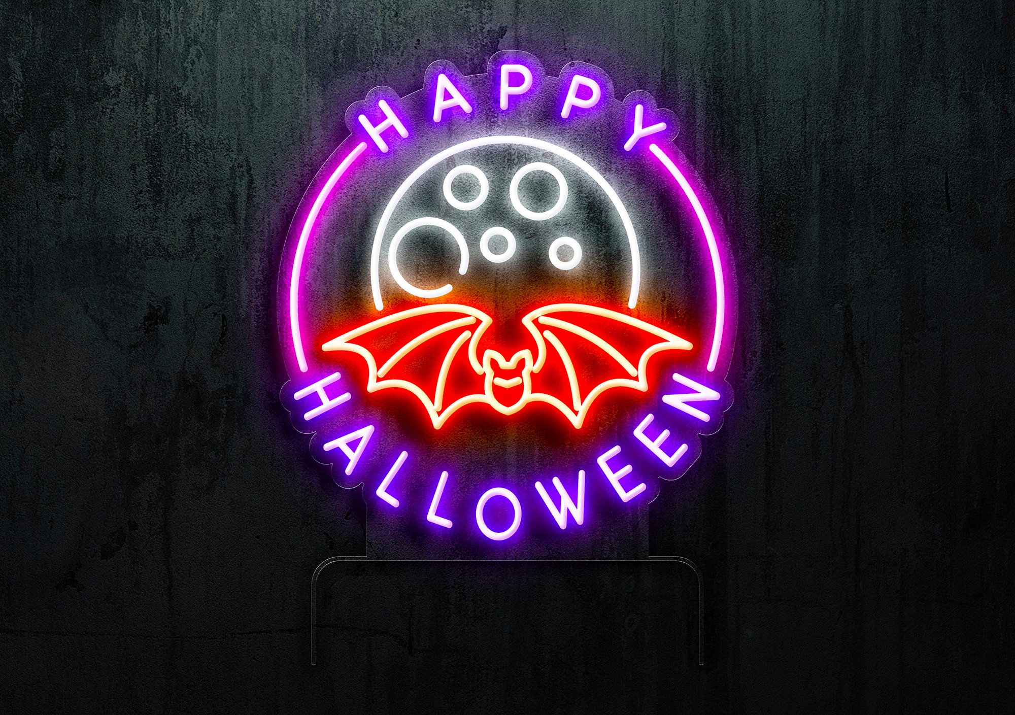 Luz de Noche Espeluznante: Lámpara de Neón Murciélago para Halloween Luz de Noche Espeluznante: Lámpara de Neón Murciélago para Halloween