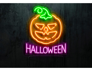 lampara neon led Flex calabaza con base