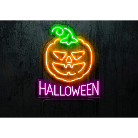 lampara neon led Flex calabaza con base
