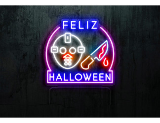 lampara de neon led flex con base de metacrilato