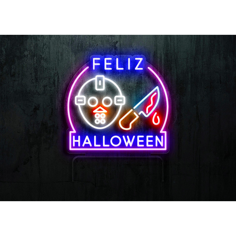 lampara de neon led flex con base de metacrilato