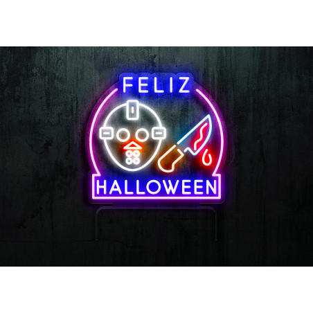 lampara de neon led flex con base de metacrilato