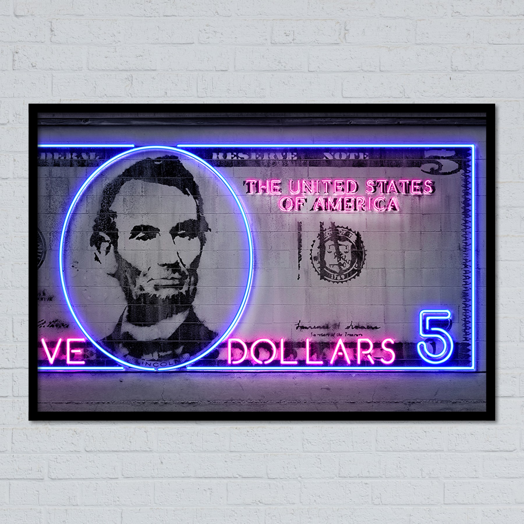 Cuadro con base de metacrilato y vinilo impreso con detalles en neon Cuadro con base de metacrilato y vinilo impreso con detalles en neon