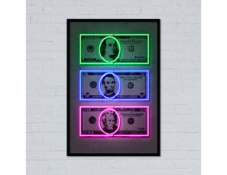 Cuadro art con vinilo impreso y neon led flex