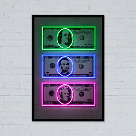 Cuadro art con vinilo impreso y neon led flex