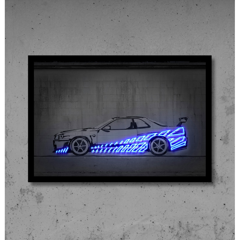 cuadro en vinilo impreso con plancha de metacrilato y detalles en neon led