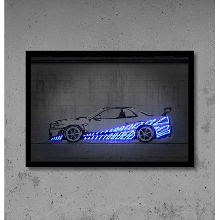 cuadro en vinilo impreso con plancha de metacrilato y detalles en neon led