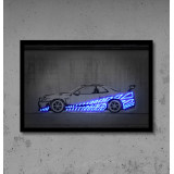 cuadro en vinilo impreso con plancha de metacrilato y detalles en neon led