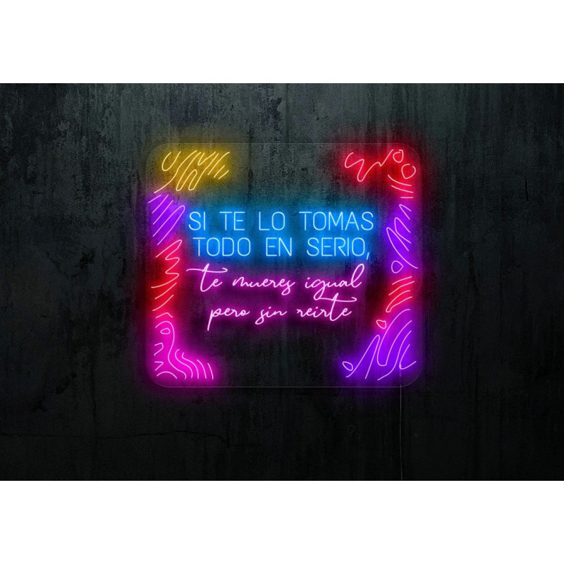 neon led con varios colores y tipografías con metacrilato cuadrado