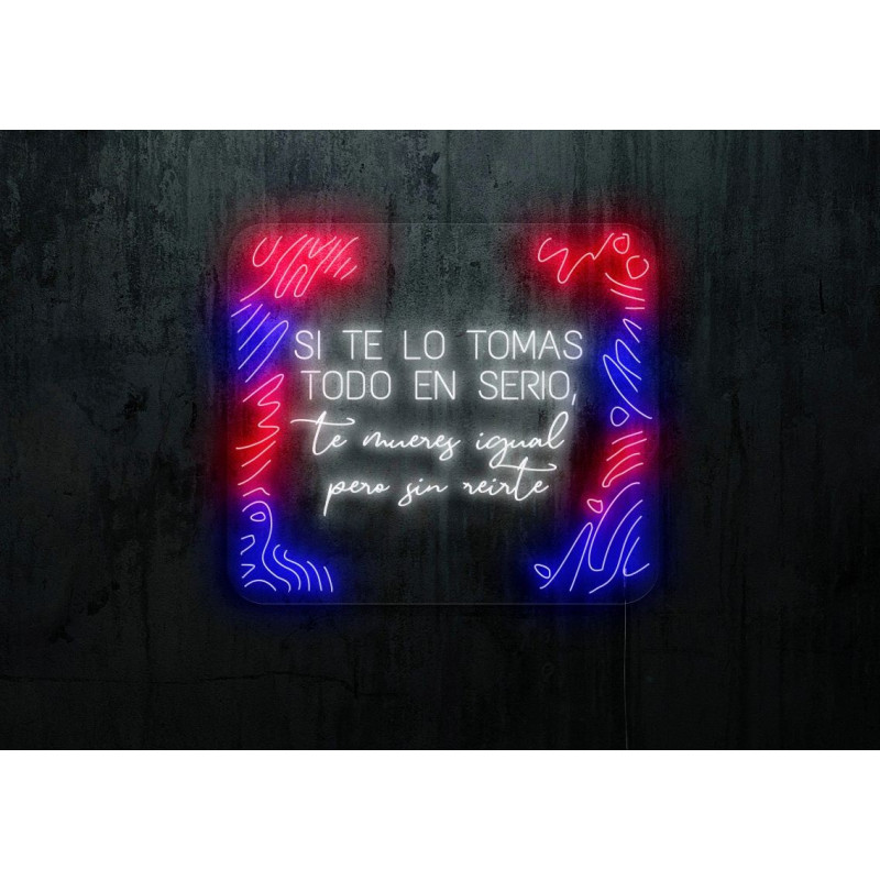 neon led con varios colores y tipografías con metacrilato cuadrado